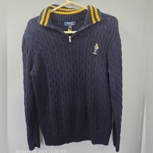 Polo by Ralph Lauren Navy Sweater with Yellow Accents